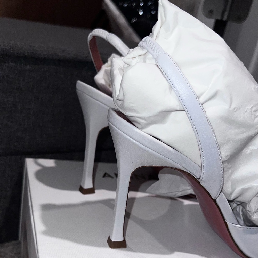 Amina Muaddi Camelia slingback 90mm in white leather - Picture 5 of 8